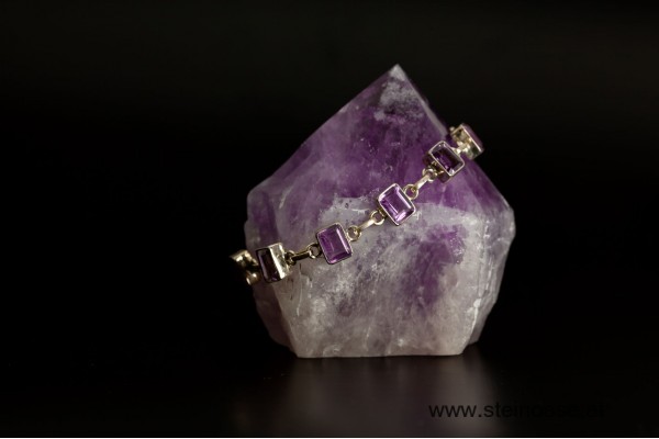 Armband Silber & Amethyst  rechteckig